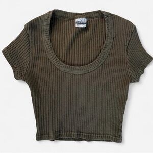 Vintage 90s Olive Ribbed Crop Top